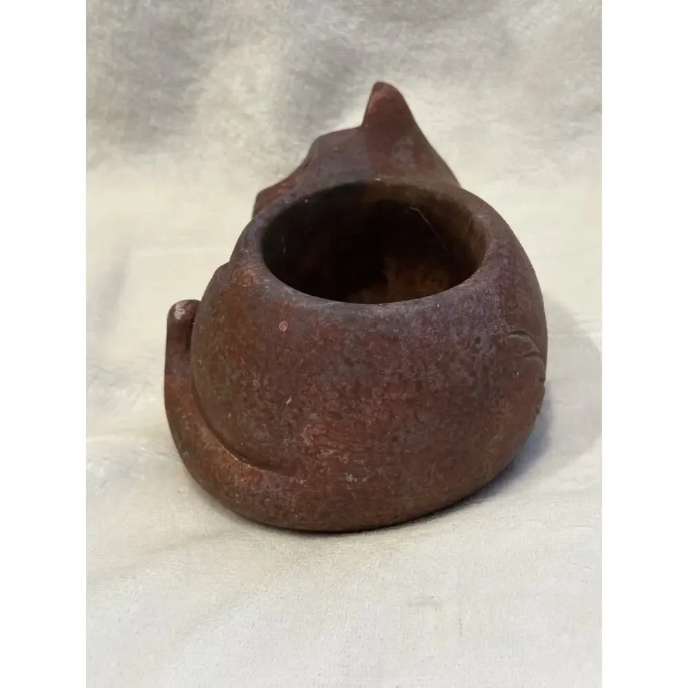 Classic Home and Garden Cement Sleeping Cat Planter Rust Brown Plants Rustic